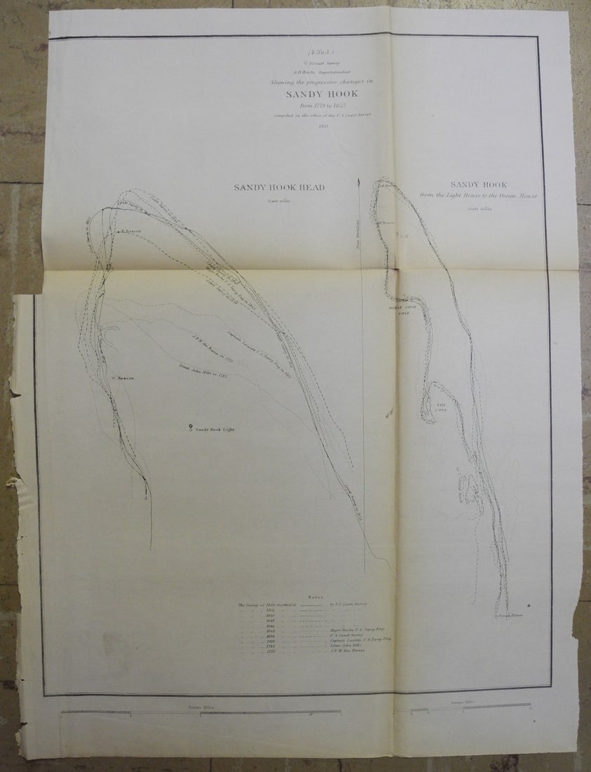 (B. No.4) ... Showing the Progressive Changes in Sandy Hook from 1779 to 1851: Publication Date:1854Title:(B. No.4) ... Showing the Progressive Changes in Sandy Hook from 1779 to 1851Cartographer:U.S. COAST SURVEYPublisher:U.S. C. S./ROBERT ARMSTRONGBrief Description:"compiled