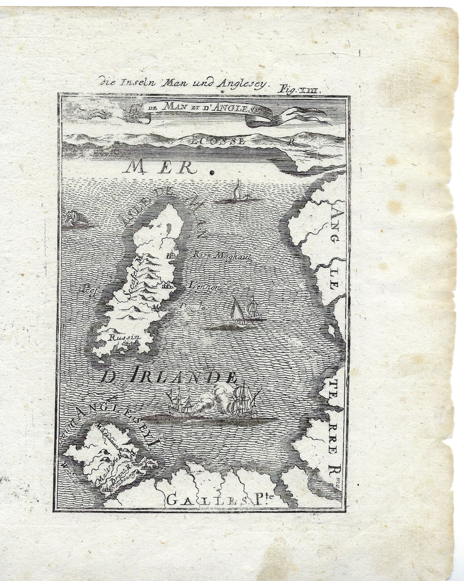 1719 Mallet Map of the Isle of Man and Anglesey -- Is. de Man et d'Anglesey: Title:1719 Mallet Map of the Isle of Man and Anglesey -- Is. de Man et d'AngleseyCartographer:A MalletYear/Place:1719, FrankfurtMap Dimension(in.):5.8 X 4 in.Description:This is a lovely map of the