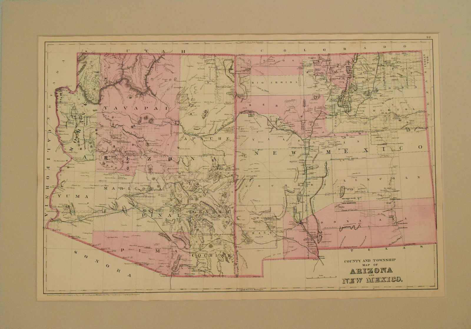 1887 Mitchell Map of New Mexico and Arizona -- County and Township Map of Arizona and New Mexico (1 of 1)