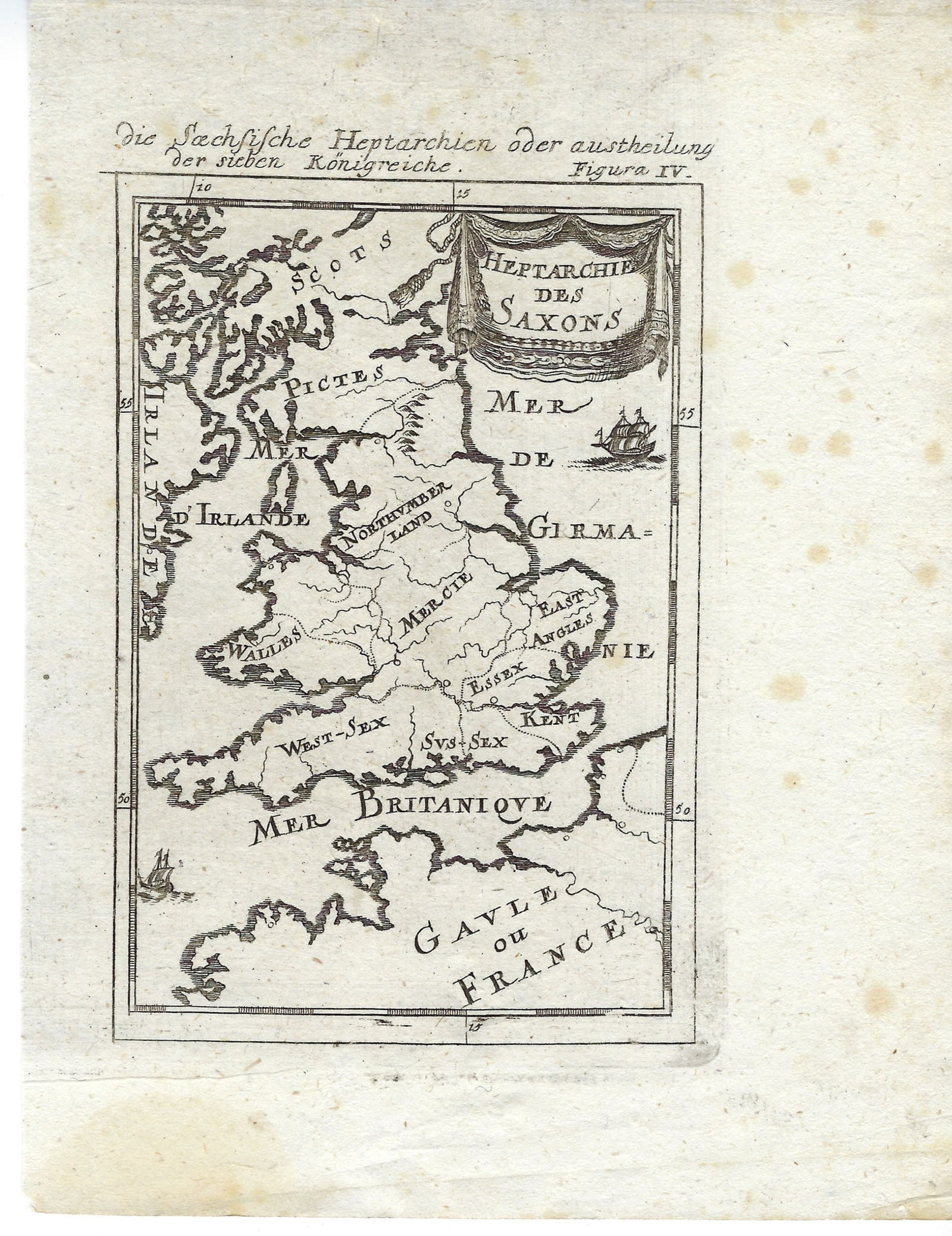 1719 Mallet map of Saxon England and Wales -- Heptarchie des Saxons (1 of 1)