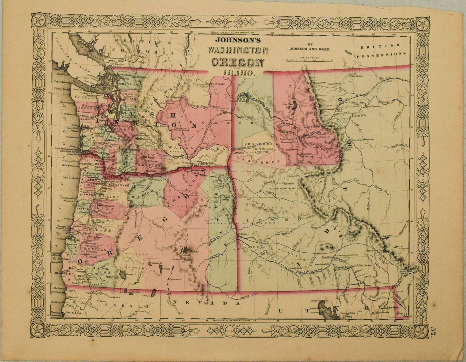 1884 Johnson Map of Washington Oregon and Idaho -- Johnson's Washington Oregon and Idaho (1 of 1)