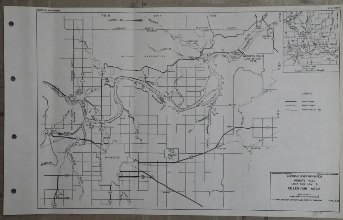 Arkansas River Navigation Webber's Falls Lock and Dam 16.: Publication Date:23255Title:Arkansas River Navigation Webber's Falls Lock and Dam 16.Cartographer:U.S. ARMY. CORPS OF ENGINEERSPublisher:U.S. ARMY. CORPS OF ENGINEERSBrief Description:"Reservoir