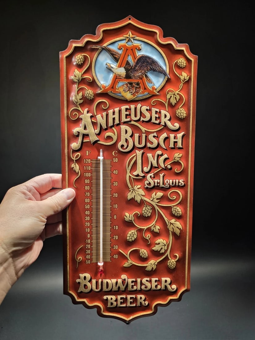 Anheuser Busch Budweiser Wall Thermometer Sign - 9