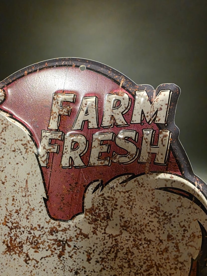 11" Metal Fresh Eggs Sign - 10