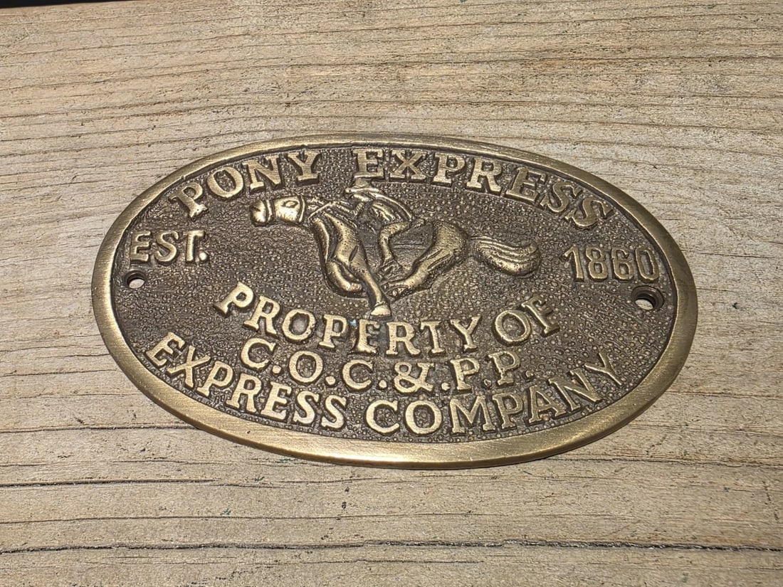 Brass Pony Express Oval Plaque - 9