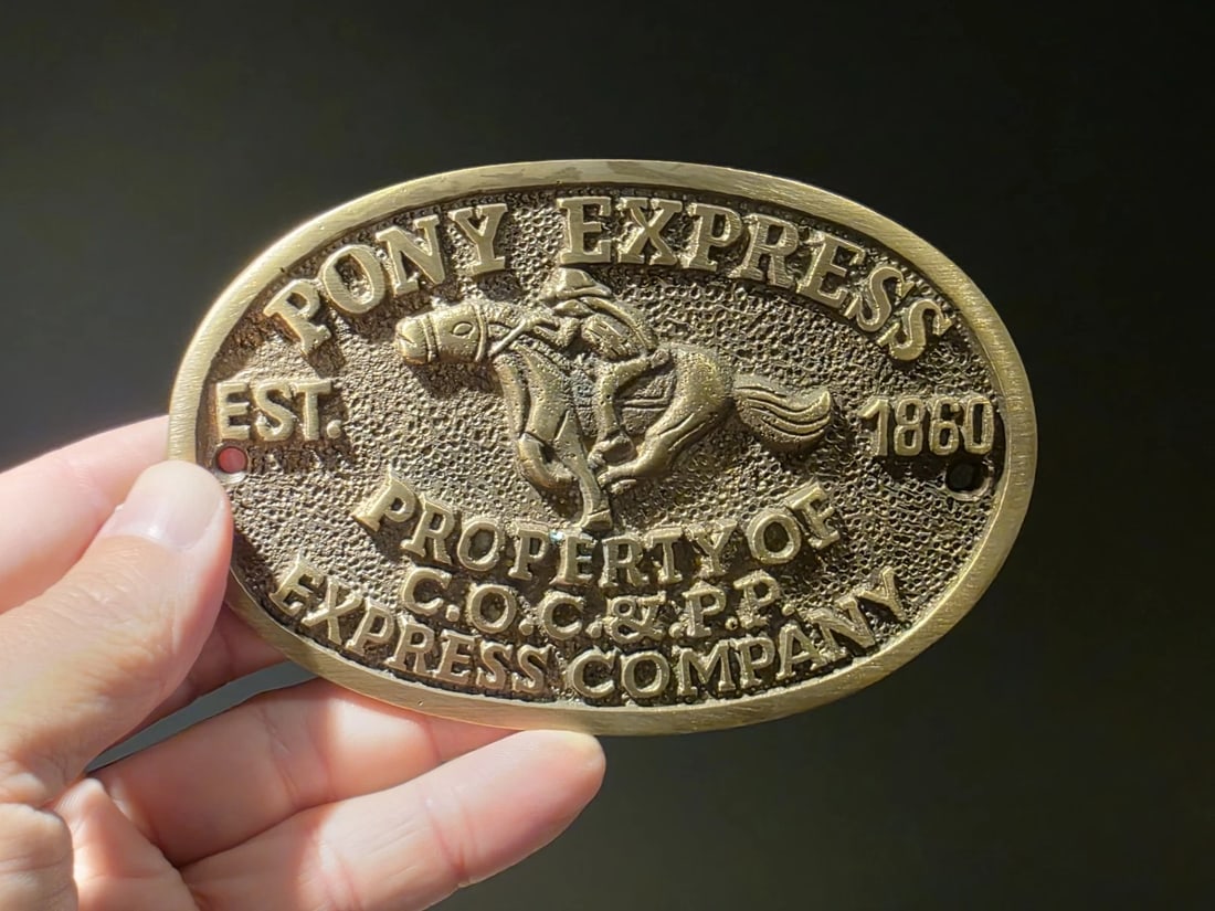Brass Pony Express Oval Plaque - 3