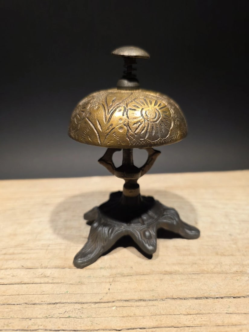 Ornate Brass Table Desk Bell - 12