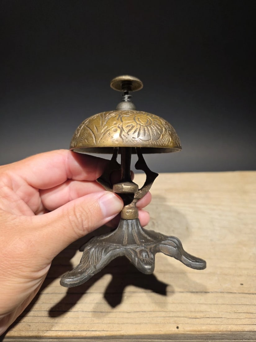 Ornate Brass Table Desk Bell - 3