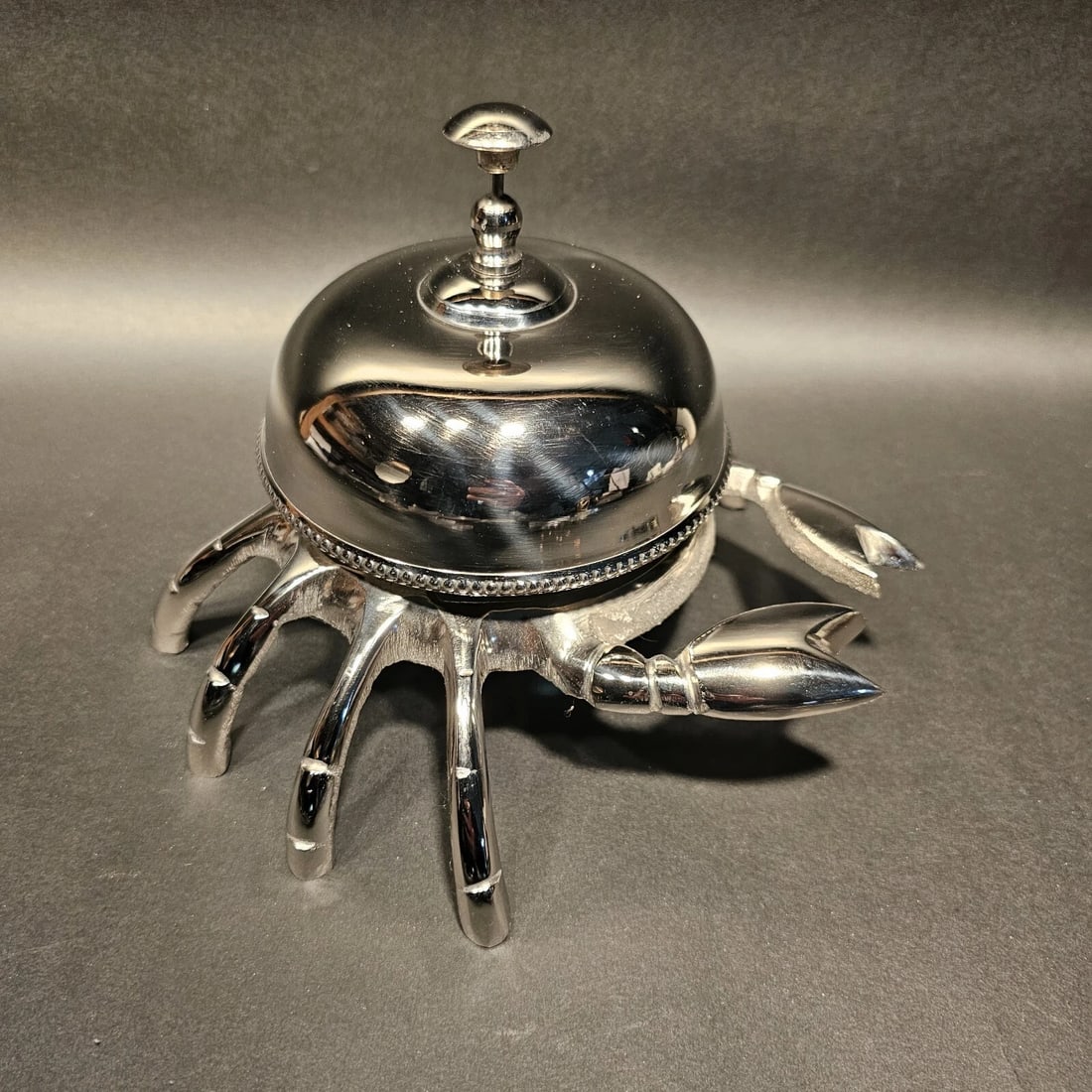 Silver Brass Crab Table or Floor Desk Bell - 17