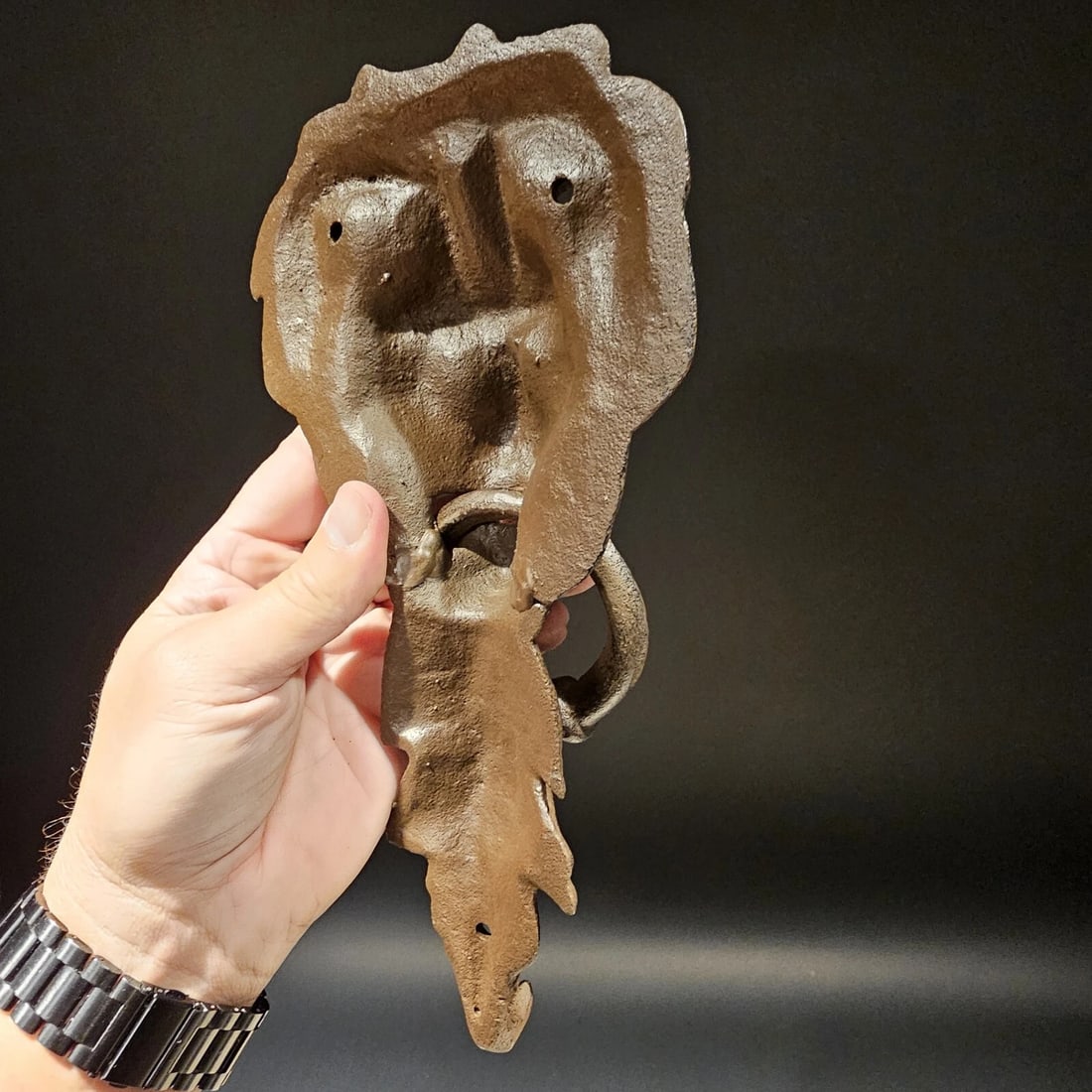 Cast Iron Lion Door Knocker w Hook - 12