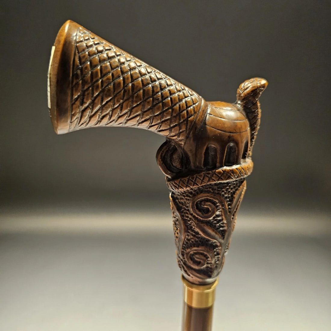 Wood Walking Cane With Gun Handle - 10