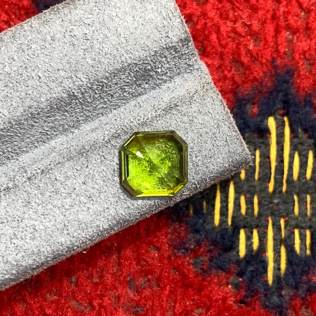 Deep Green Peridot Gemstone: 3.90 Carat Asscher Cut, Sapat Mine - 9