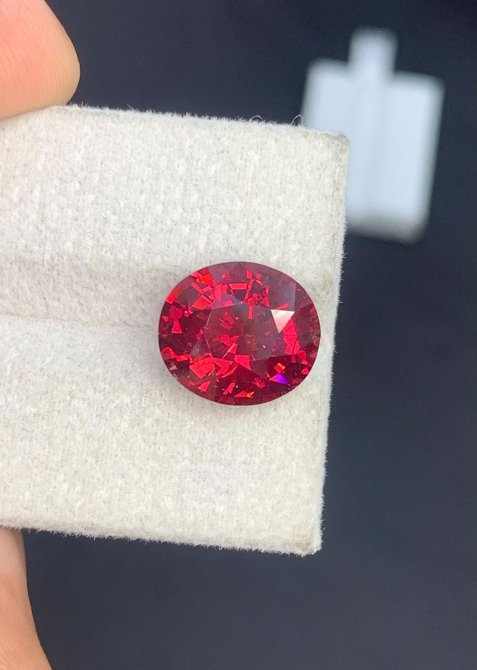 5.70 Carat Cherry Red Garnet Gemstone, Brilliant Fancy Oval Cut Gemstone - 4
