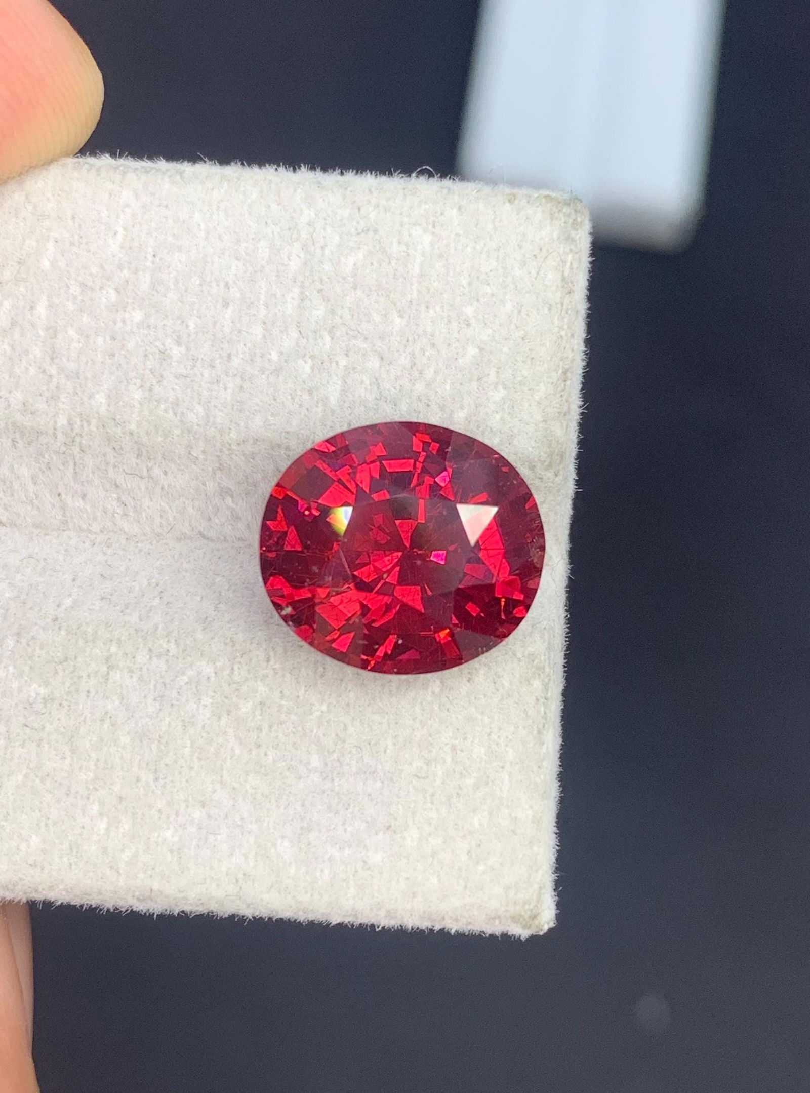 5.70 Carat Cherry Red Garnet Gemstone, Brilliant Fancy Oval Cut Gemstone - 9