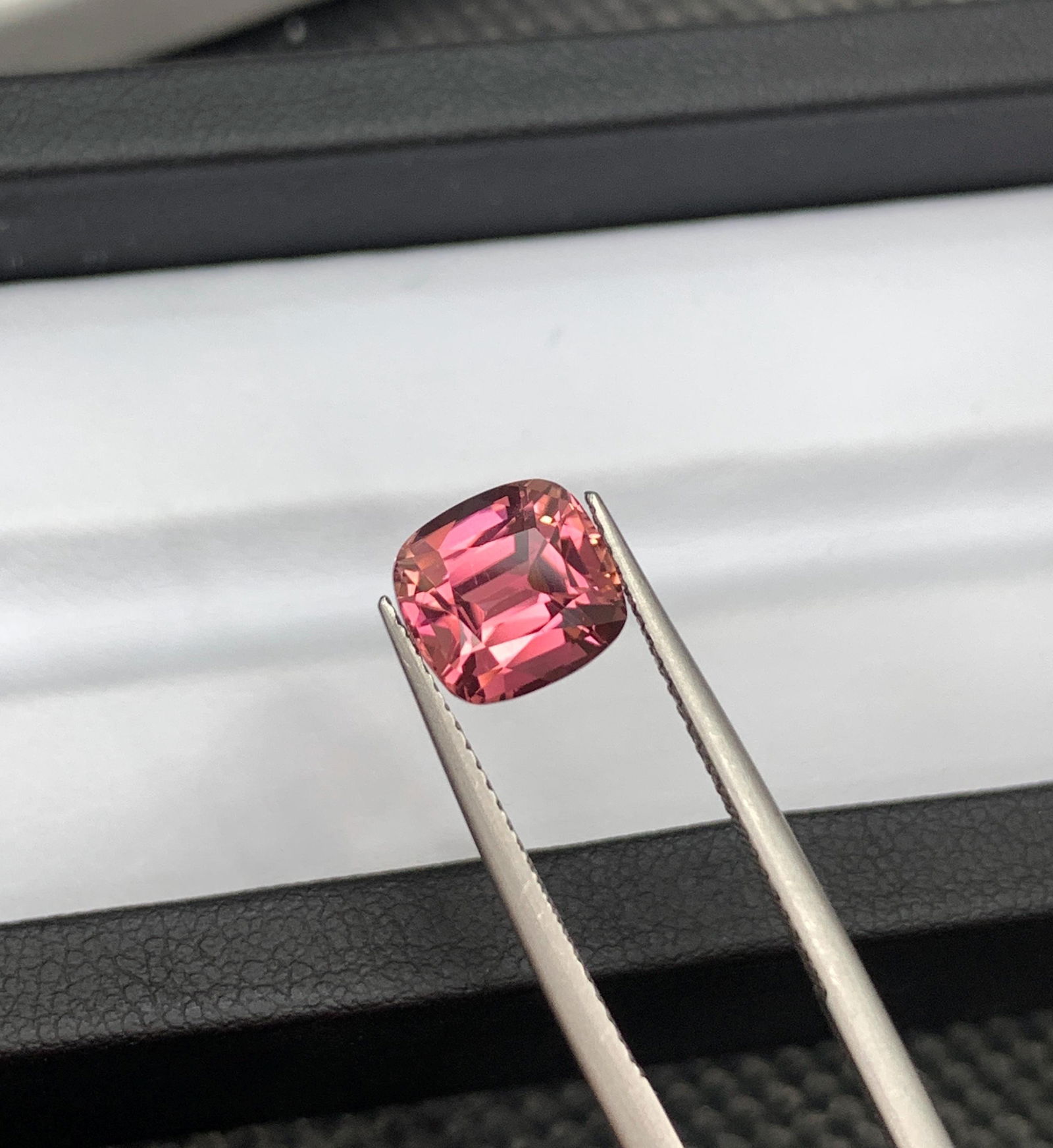 Reddish Hot Pink Tourmaline Gemstone: 2.65 Carat Cushion Cut - 3