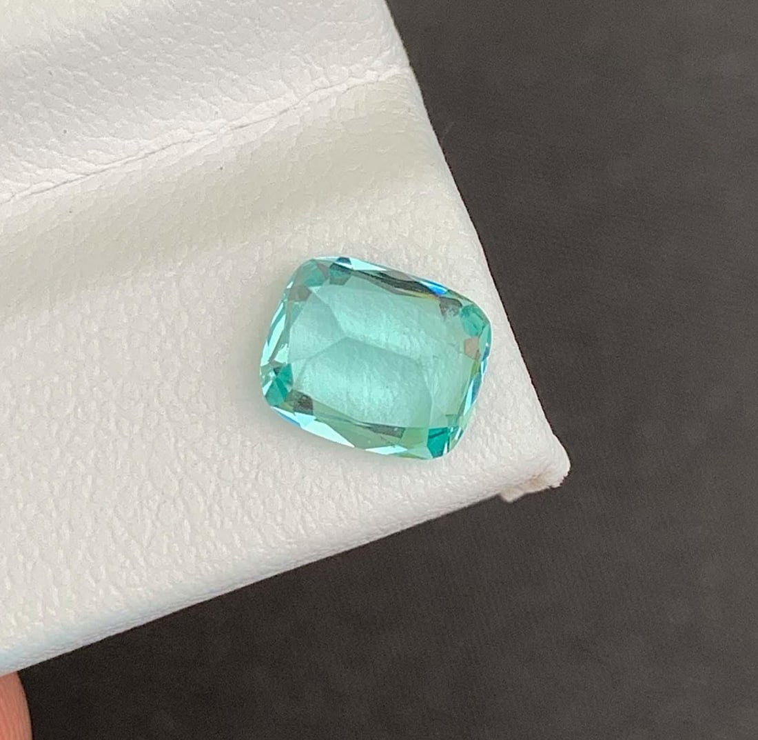 Paraiba Color Apatite Gemstone: Cushion Cut 1.78 CT December Birthstone - 2