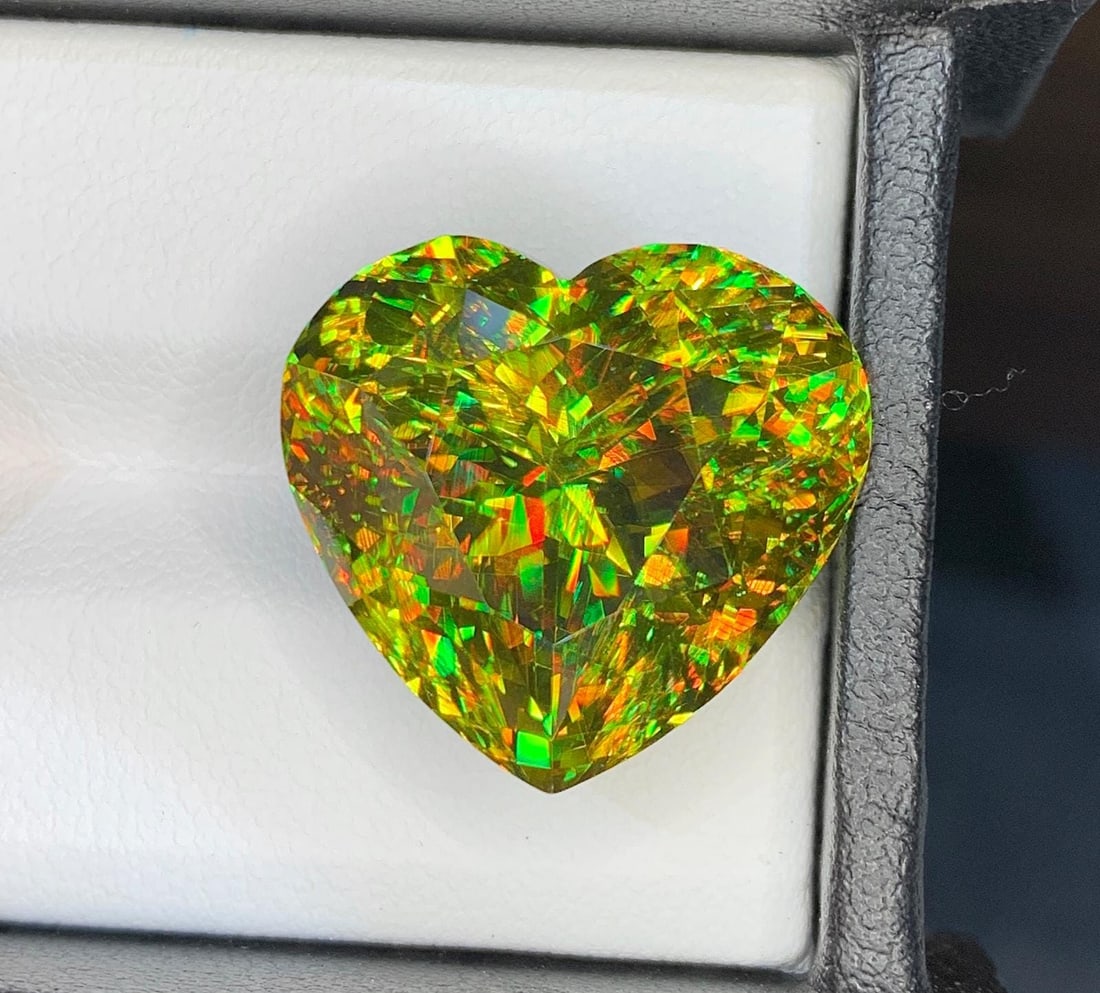 Lustrous Sphene Heart Gemstone: Yellow-Green Titanite, June Birthstone: Title: Lustrous Sphene Heart Gemstone: Yellow-Green Titanite, June Birthstone Description: Materials: Gemstone: Sphene Natural Sphene Titanite Gemstone, Full Fire Lustrous Sphene Fancy Heart Shape, fo