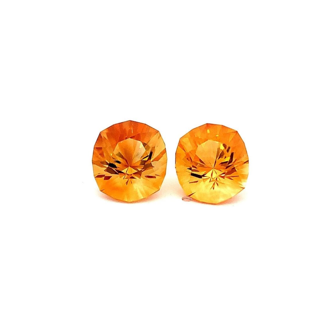 Earrings Size Pair Yellowish Orange Citrine Fancy Cut Gemstone - 12.790 Carat (1 of 8)