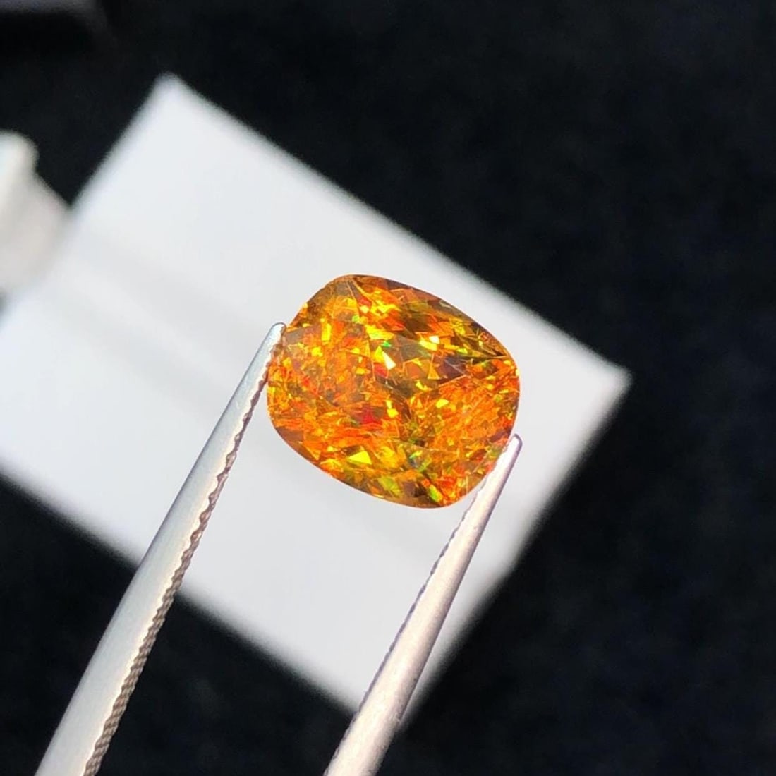 3.60 Carat Cushion Cut Sphene Gemstone: Natural Titanite, Zagi Mine: Title: 3.60 Carat Cushion Cut Sphene Gemstone: Natural Titanite, Zagi Mine Description: Materials: Gemstone: Sphene Carat weight: 3.60 ��������&