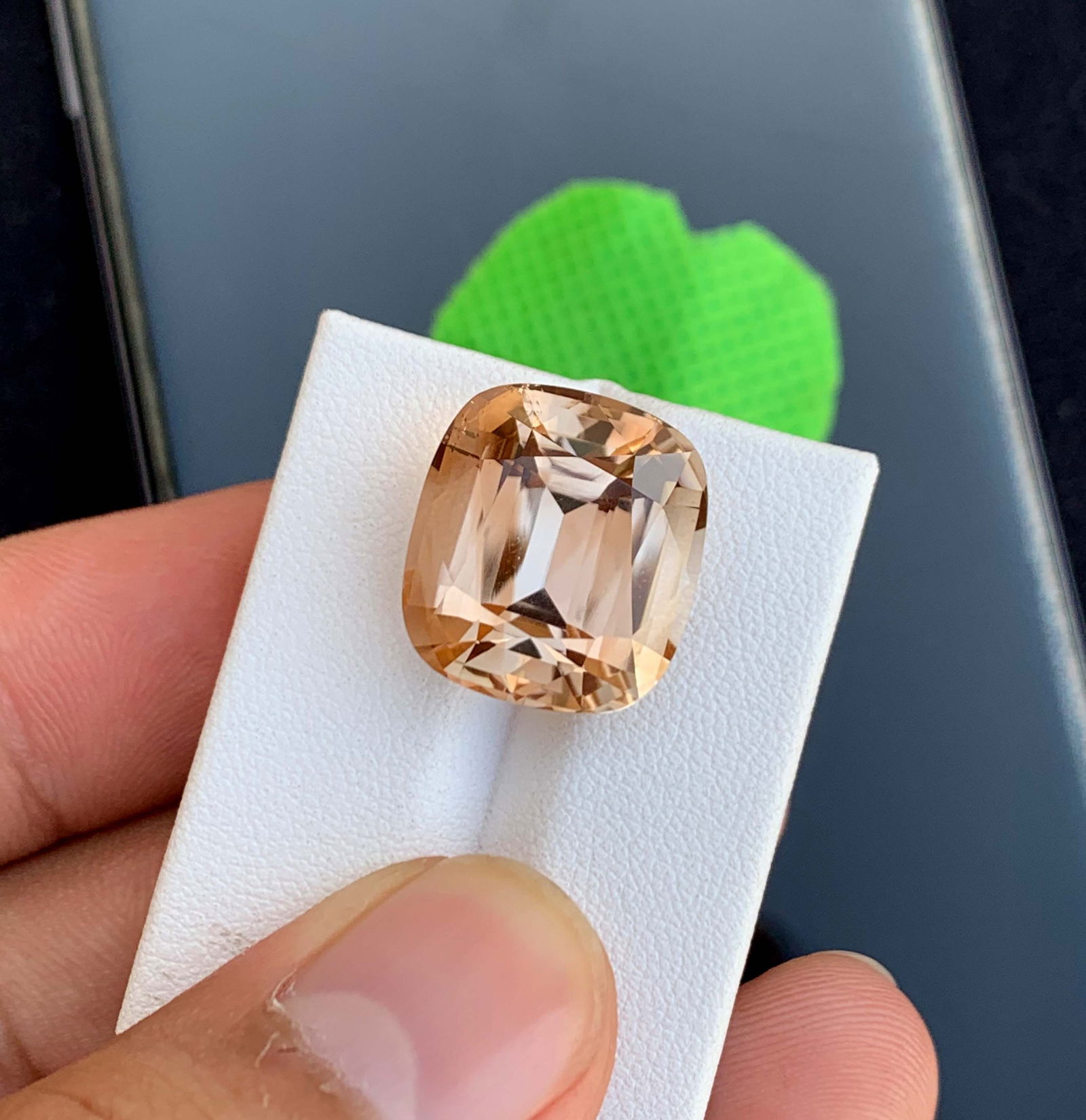 Natural Golden Imperial Topaz Gemstone: Faceted Cushion Cut, 25.10 Carats - 3