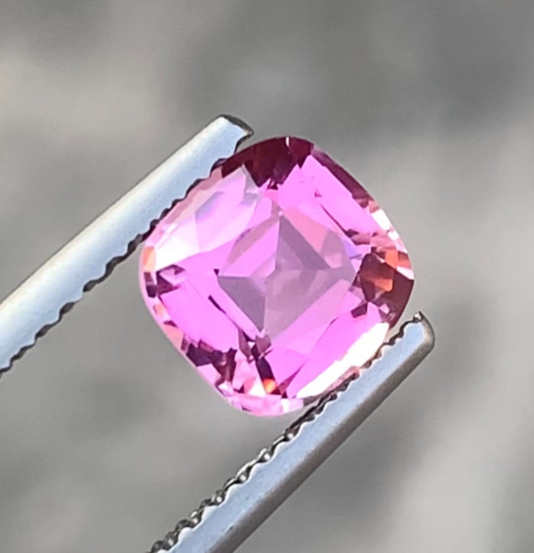 Pink Tourmaline Gemstone: 1.35 Carat Cushion Cut Loose Stone (1 of 4)