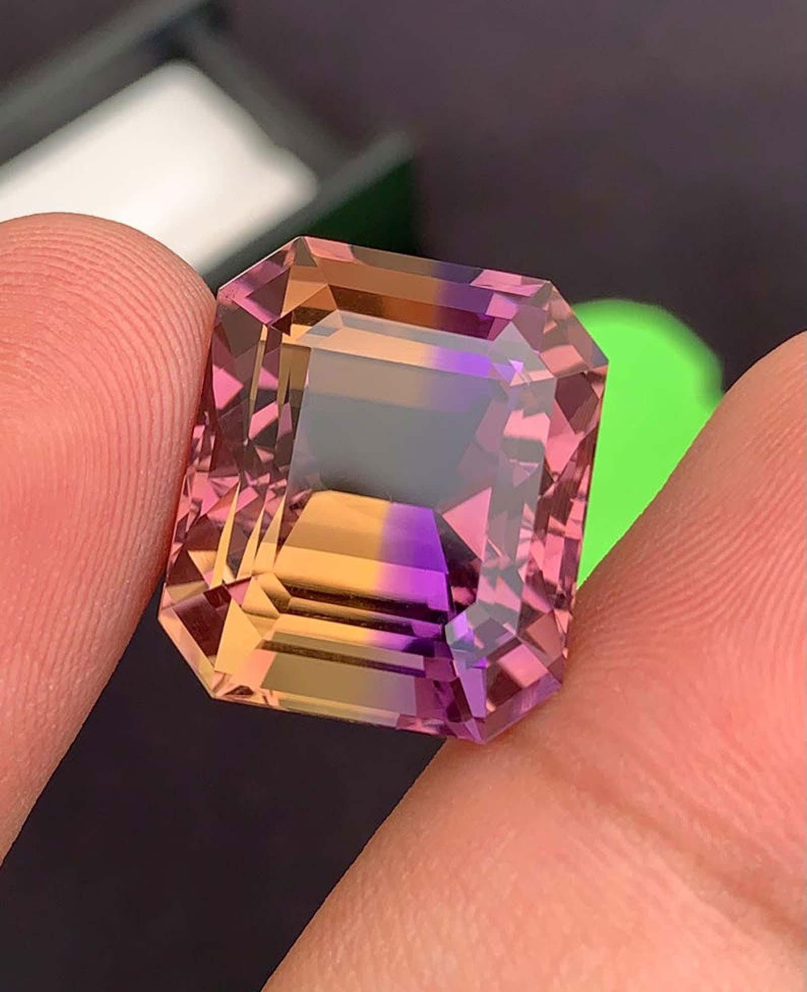 Emerald Cut Ametrine Gemstone: 32.63 Carats, Royal Purple & Golden: Title: Emerald Cut Ametrine Gemstone: 32.63 Carats, Royal Purple & Golden Description: Materials: Gemstone: Ametrine Natural Ametrine Gemstone, For Jewelry Making , Emerald Cut Rich Color Ametrine Gem