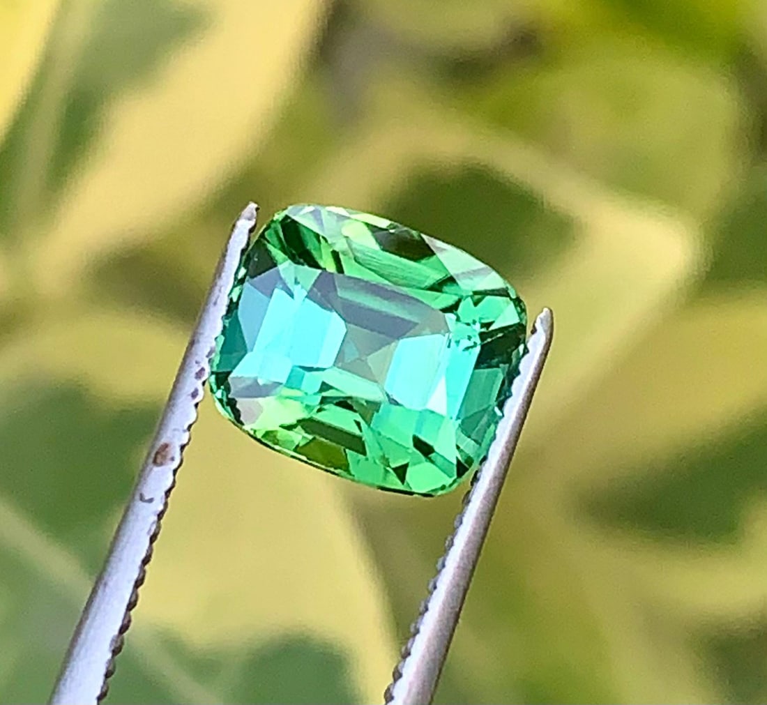 Natural Mint Green Tourmaline Cushion Cut Gemstone For Ring - 2.110 Carat (1 of 9)