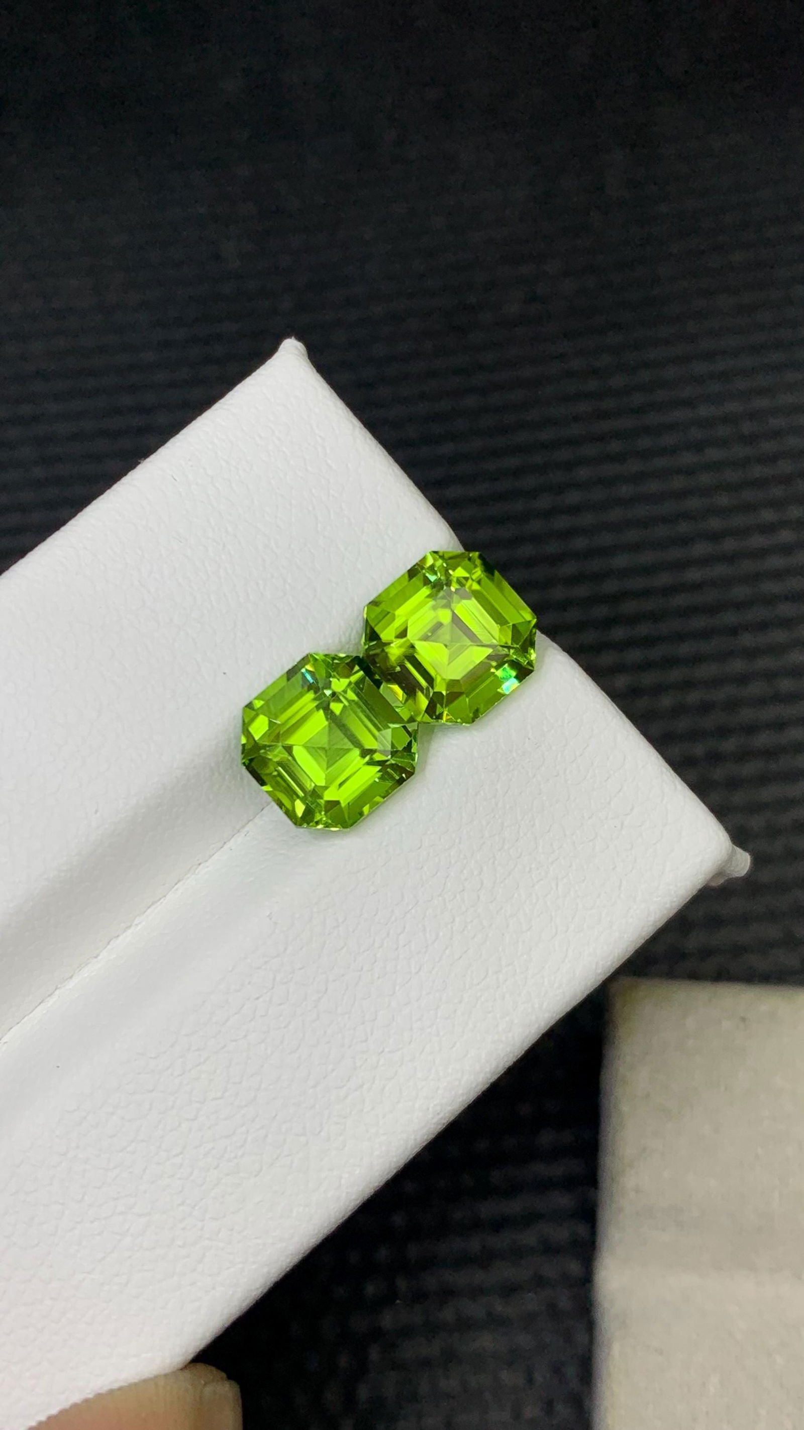 Calibarted pair Of Green Peridots Asscher Cut Gemstone For Earrings - 5.085 Carat (1 of 5)