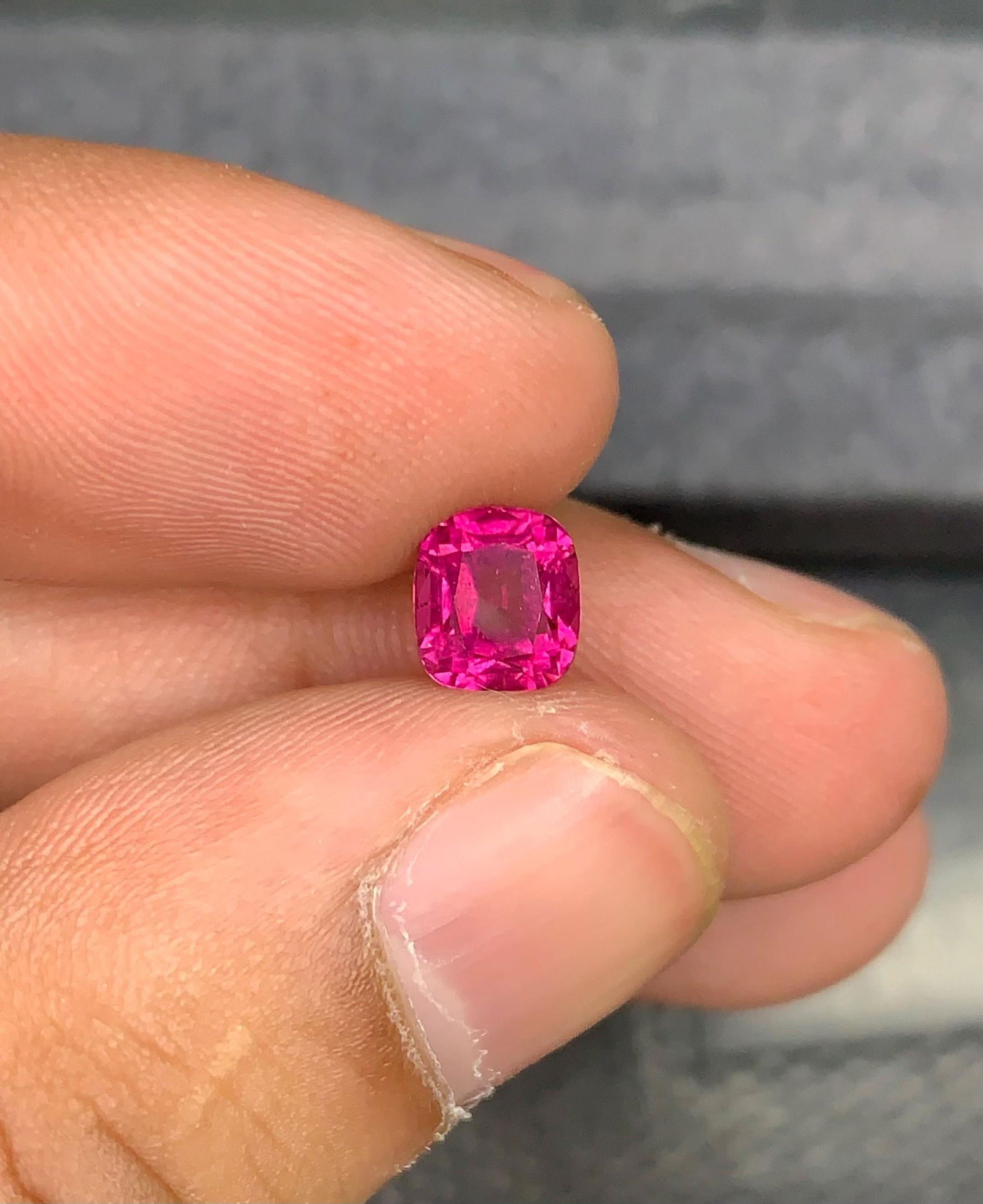 Natural Hot Pink Rubellite Tourmaline Gem: Cushion Cut, 1.52 Carat (1 of 10)