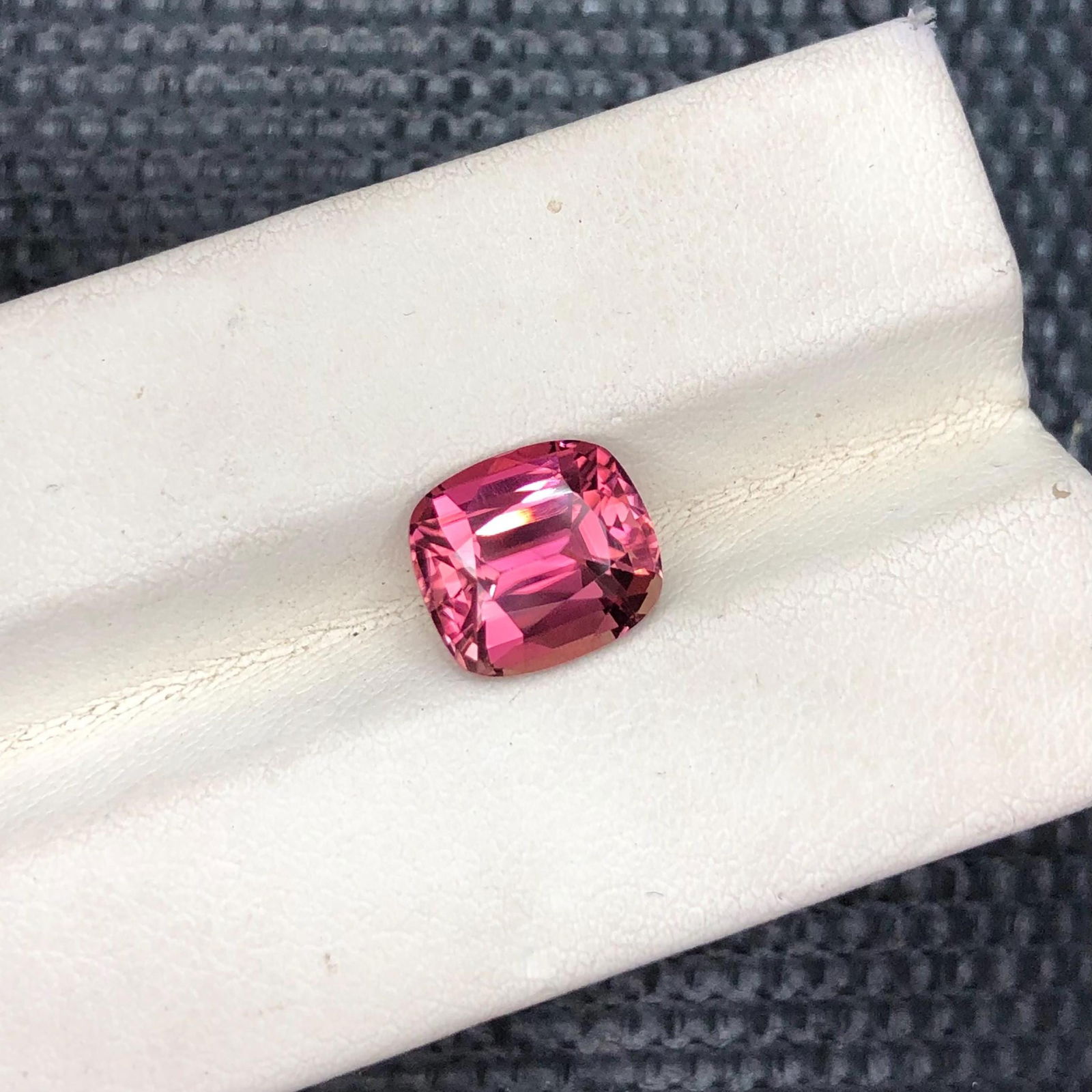 Reddish Hot Pink Tourmaline Gemstone: Cushion Cut, 3.125 Carat - 3