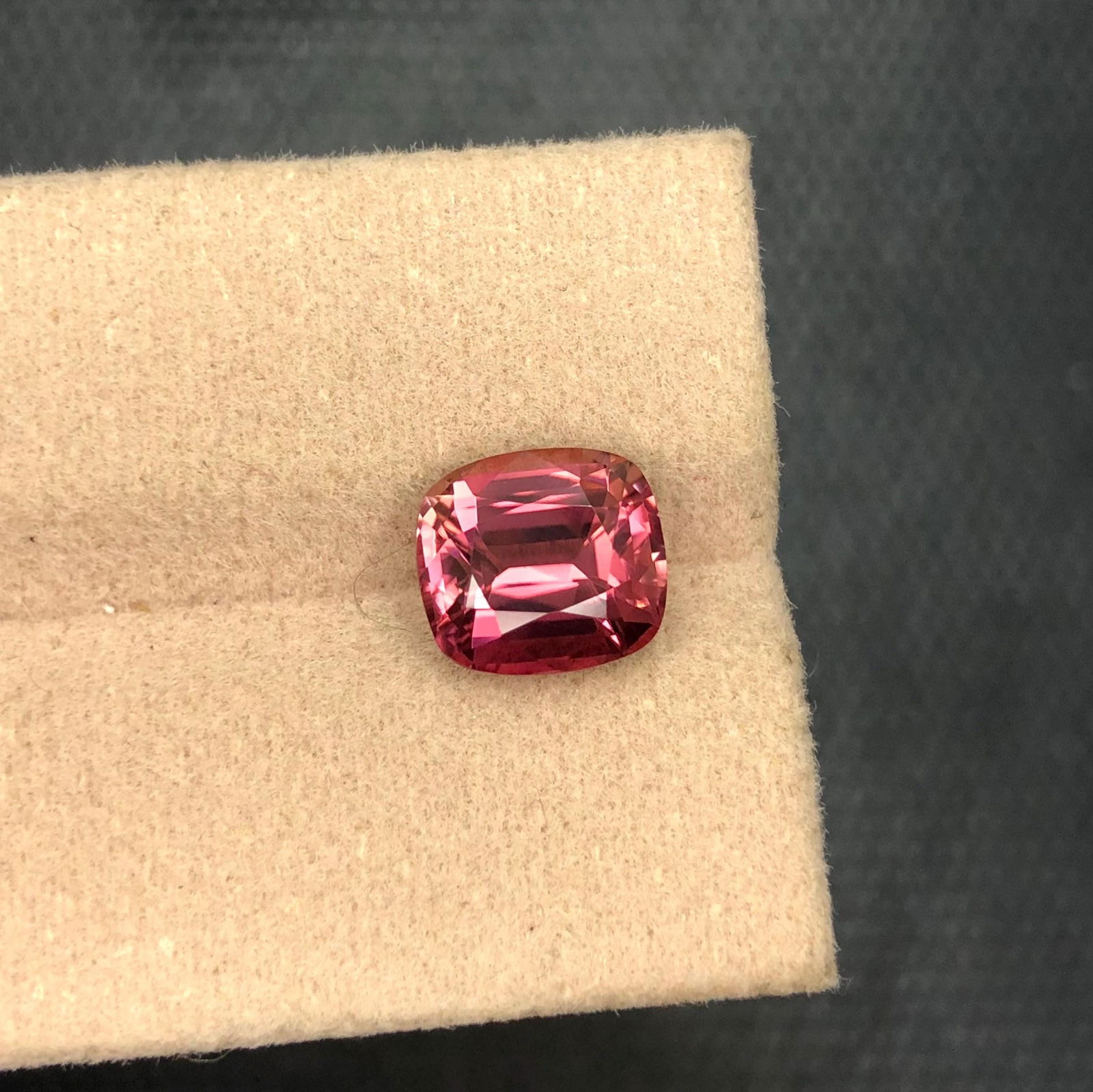 Reddish Hot Pink Tourmaline Gemstone: Cushion Cut, 3.125 Carat - 6