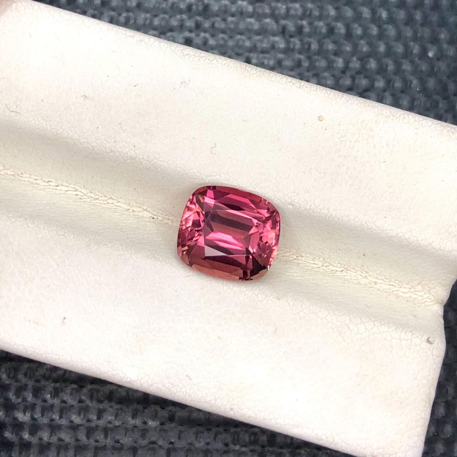 Reddish Hot Pink Tourmaline Gemstone: Cushion Cut, 3.125 Carat - 7