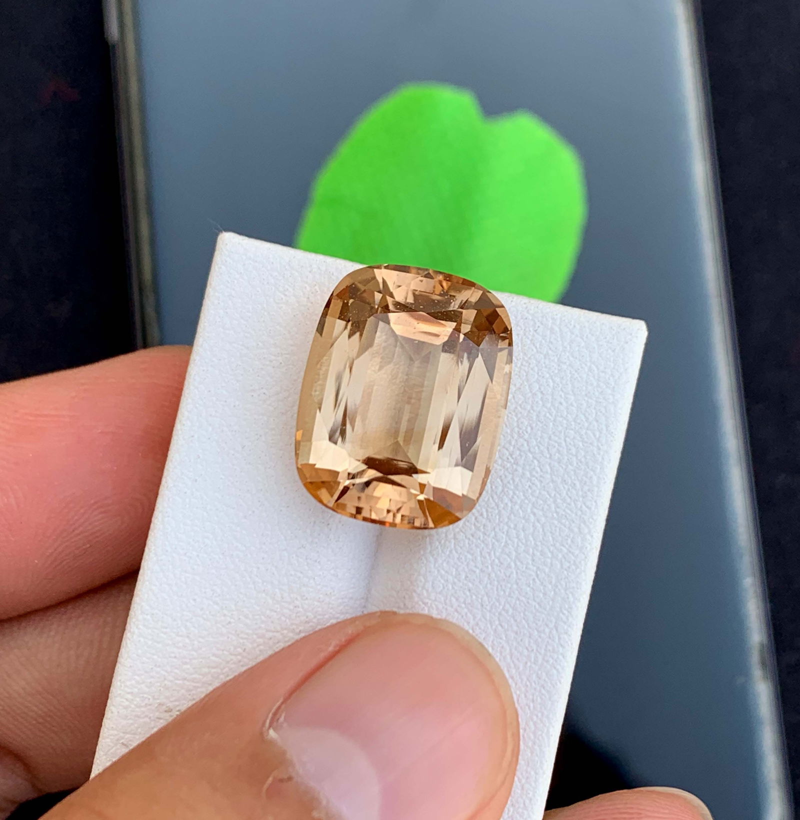 Natural Golden Imperial Topaz Gemstone: 23.50 Carat Cushion Cut - 2