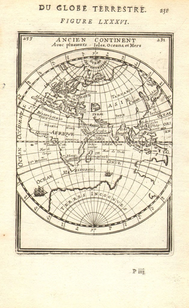 EASTERN HEMISPHERE. 'Ancien continent'. Asia Africa Europe. MALLET 1683 map (1 of 1)