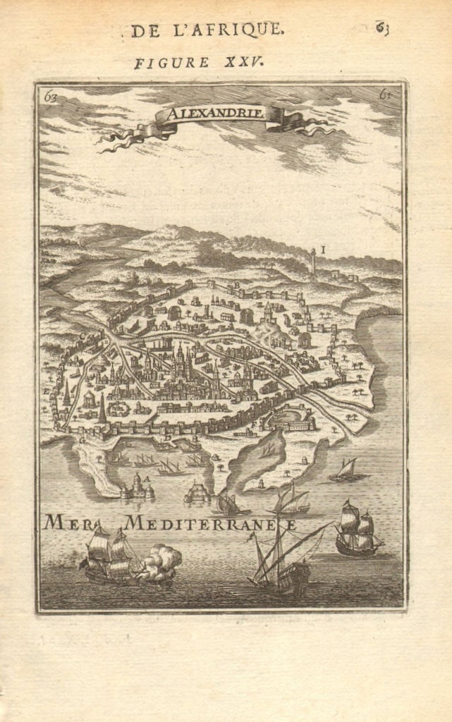 ALEXANDRIA city plan. Port fortifications ships Egypt. 'Alexandrie'. MALLET 1683 (1 of 1)