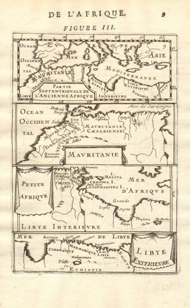 NORTH AFRICA. Morocco Tunisia Libya. 'Mauritanie'. Malta Melita. MALLET 1683 map (1 of 1)