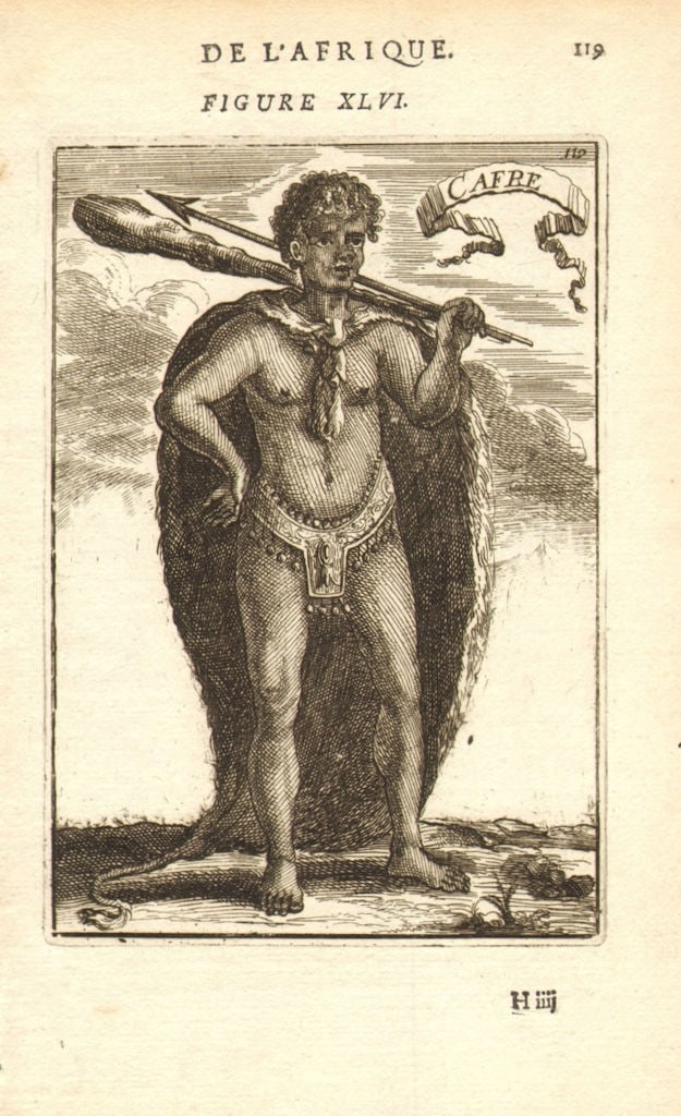 SOUTH AFRICA COSTUME. Xhosa warrior Spear club 'Cafre' Kaffir. MALLET 1683 (1 of 1)