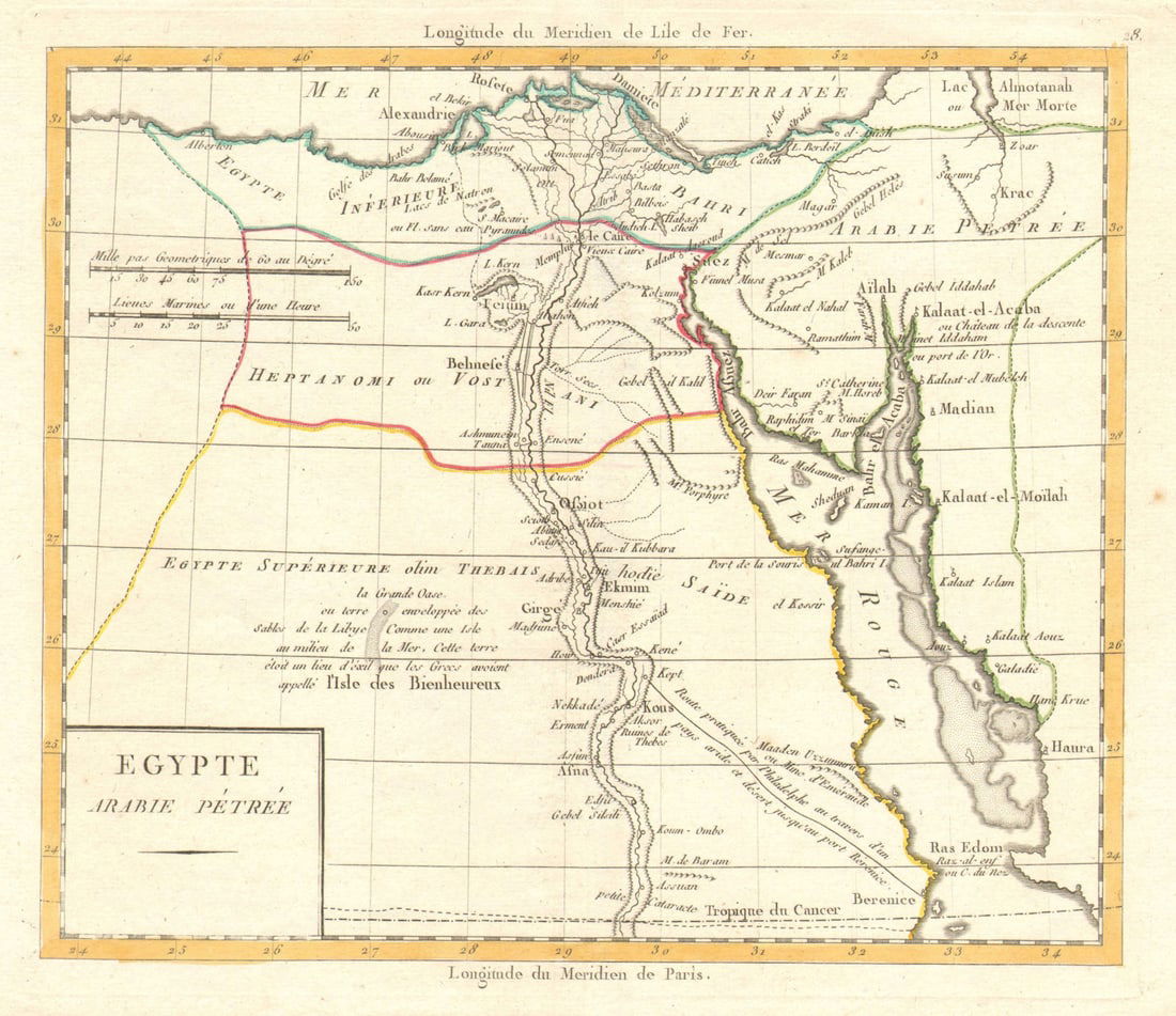 Egypte Arabie Pétrée' by Lamarche. Cairo Red Sea Arabia Petraea c1795 old map (1 of 1)