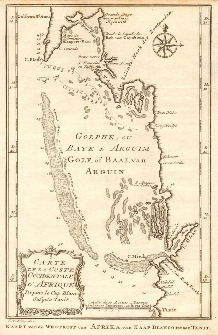 Coste Occidentale d’Afrique'. Bay of Arguin, Mauritania. BELLIN/SCHLEY 1747 map (1 of 1)