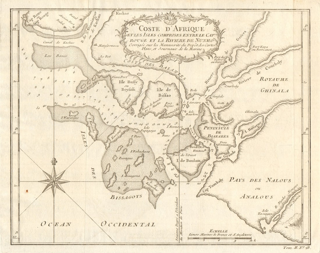 Coste d’Afrique…' Guinea-Bissau & Bissagos archipelago. BELLIN 1746 old map: Title: Coste d’Afrique…' Guinea-Bissau & Bissagos archipelago. BELLIN 1746 old map Description: Coste d’Afrique, et les Isles comprises entre le Cap Rouge, & la Rivière de N