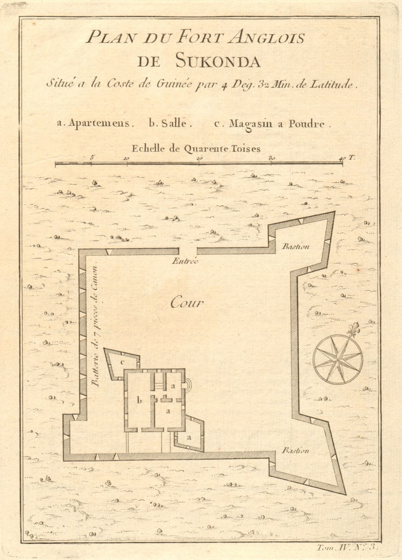 Plan du Fort Anglois de Sukonda'. Fort Sekondi, Takoradi Ghana. BELLIN 1747 map (1 of 1)