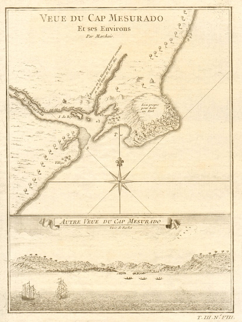 Veue du Cap Mesurado…' Plan of Cape Mesurado, Monrovia, Liberia BELLIN 1747 map (1 of 1)