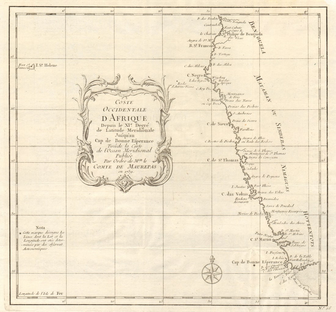 Coste Occidentale d’Afrique…' Namibia South Africa Angola coast BELLIN 1746 map (1 of 1)