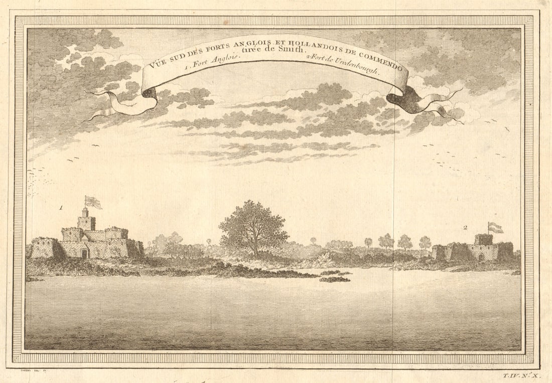 English Fort Komenda & Dutch Fort Vredenburg, Ghana. Commendo. Gold Coast 1747 (1 of 1)
