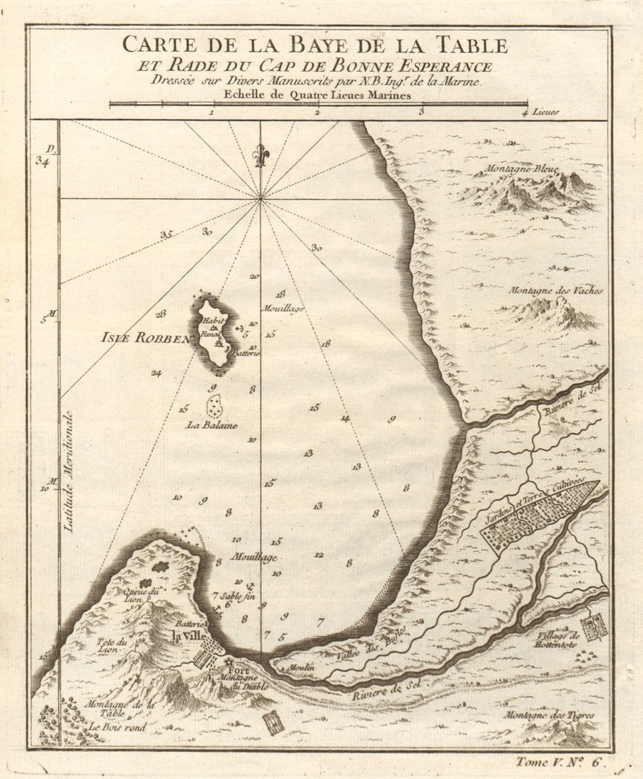 Baye de la Table et rade du Cap de Bonne-Esperance'. Cape Town. BELLIN 1748 map (1 of 1)