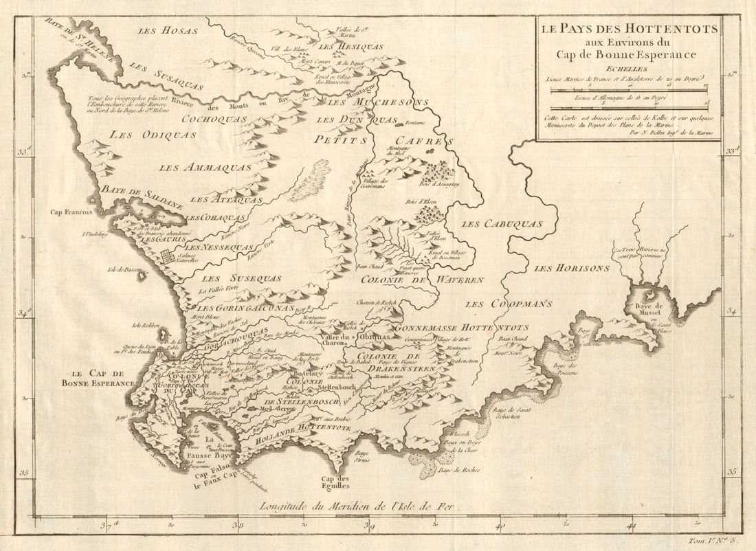 Pays des Hottentots aux… Cap de Bonne Esperance'. South Africa. BELLIN 1748 map (1 of 1)