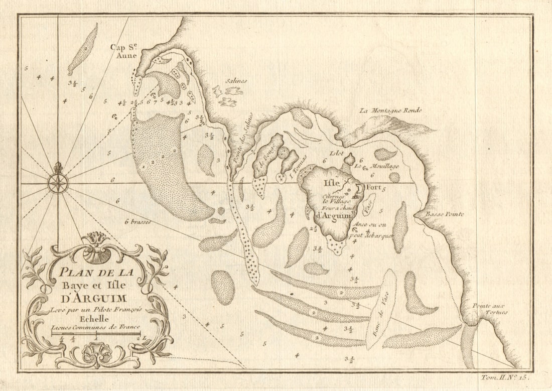 Plan de la Baye & Isle d'Arguim'. Mauritania. Arguin island. BELLIN 1746 map: Title: Plan de la Baye & Isle d'Arguim'. Mauritania. Arguin island. BELLIN 1746 map Description: Plan de la Baye & Isle d'Arguim levé par un Pilote François [Plan of the bay and island o