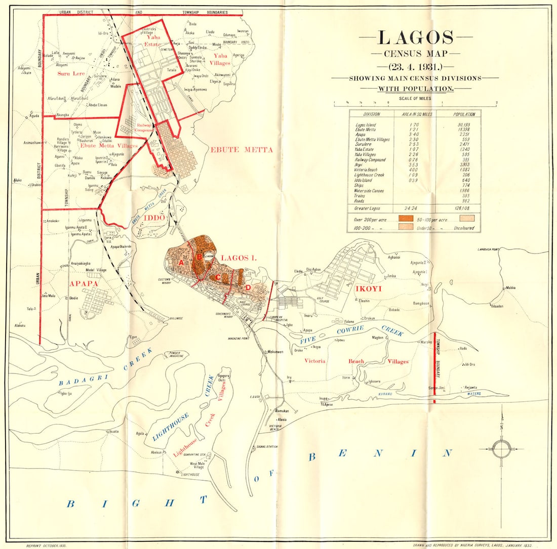 NIGERIA. Map of the Colony and Protectorate of Nigeria 1935 1936 old (1 of 1)