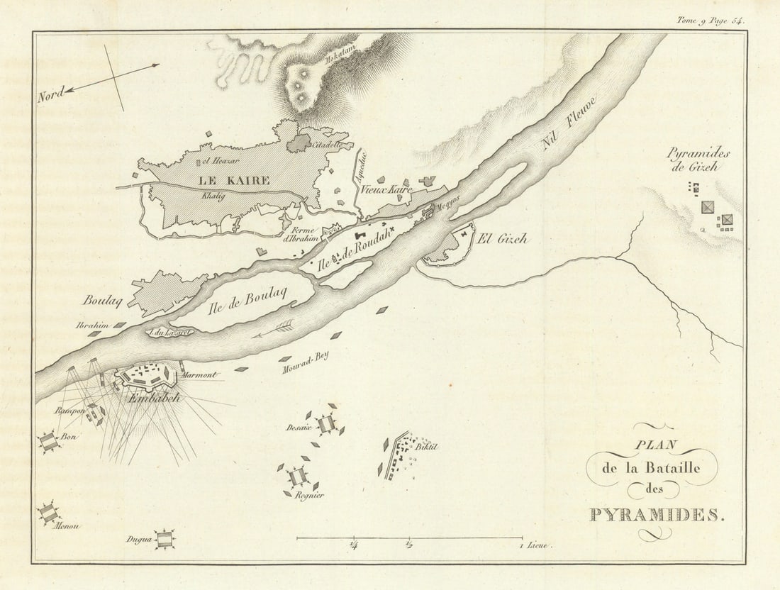 Battle of the Pyramids (Embabeh) 1798—French Invasion of Egypt 1818 old map (1 of 1)