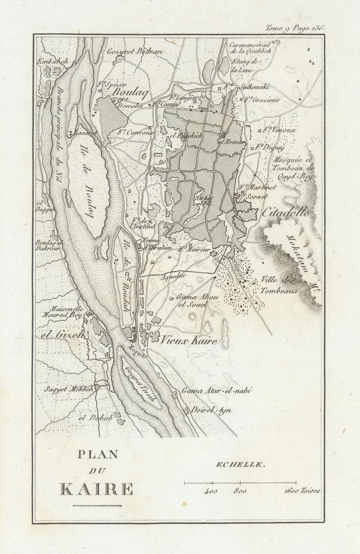 Map of Cairo—'Plan du Kaire'—Giza—Egypt 1818 old antique chart (1 of 1)
